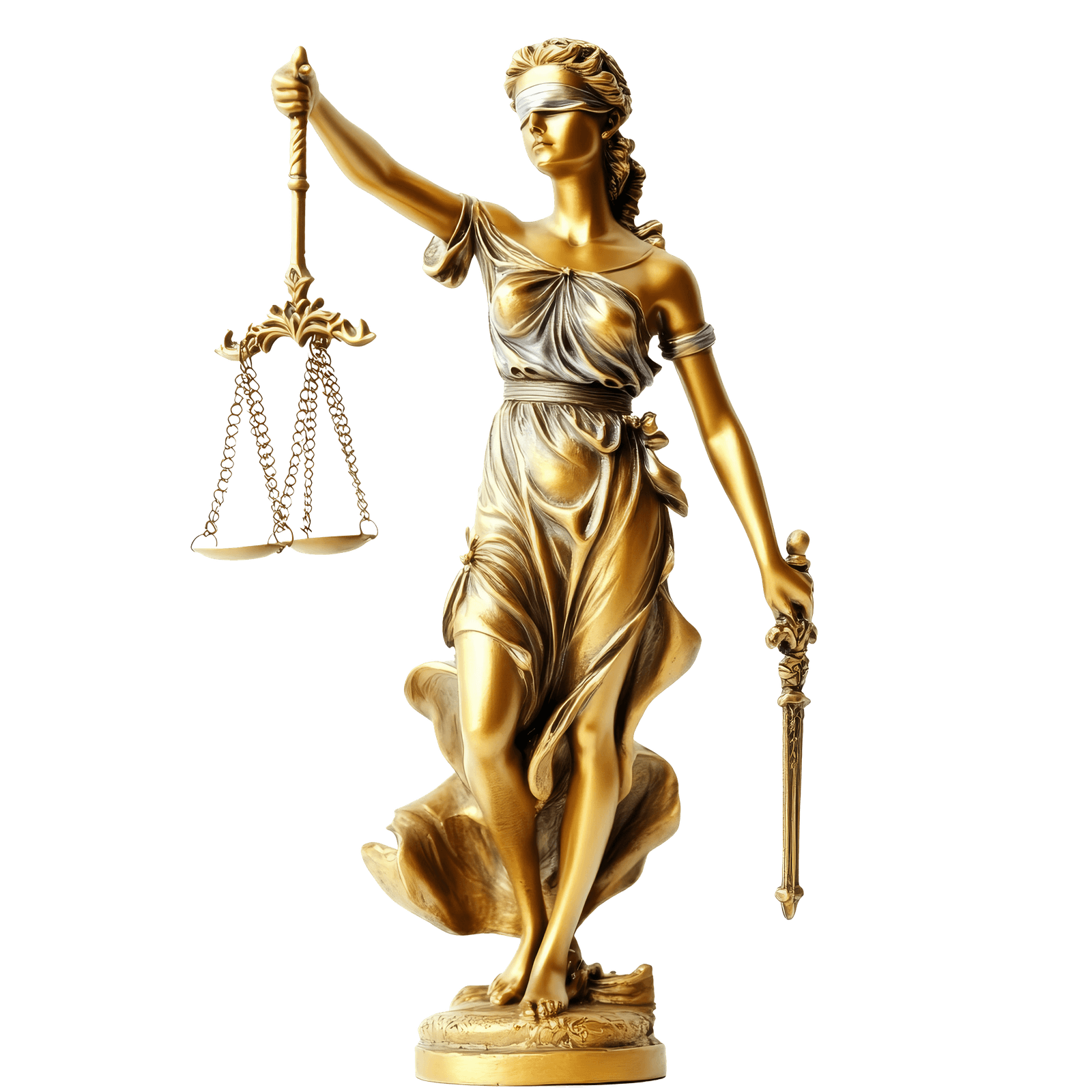 Estátua da Dama da Justiça com fundo escuro